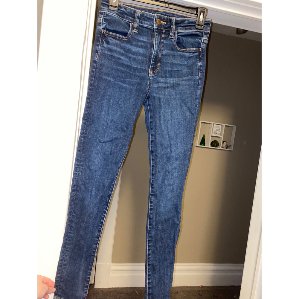 Dark blue denim skinny jeans American eagle